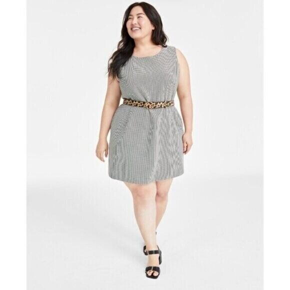 On 34th Plus Size 20W White and Black Houndstooth Double-Weave Sheath Dress NWOT - Picture 3 of 9